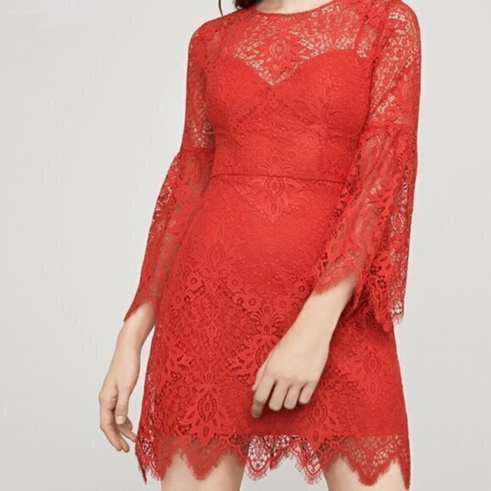 BCBGMaxAzria Red Lace Mini Dress